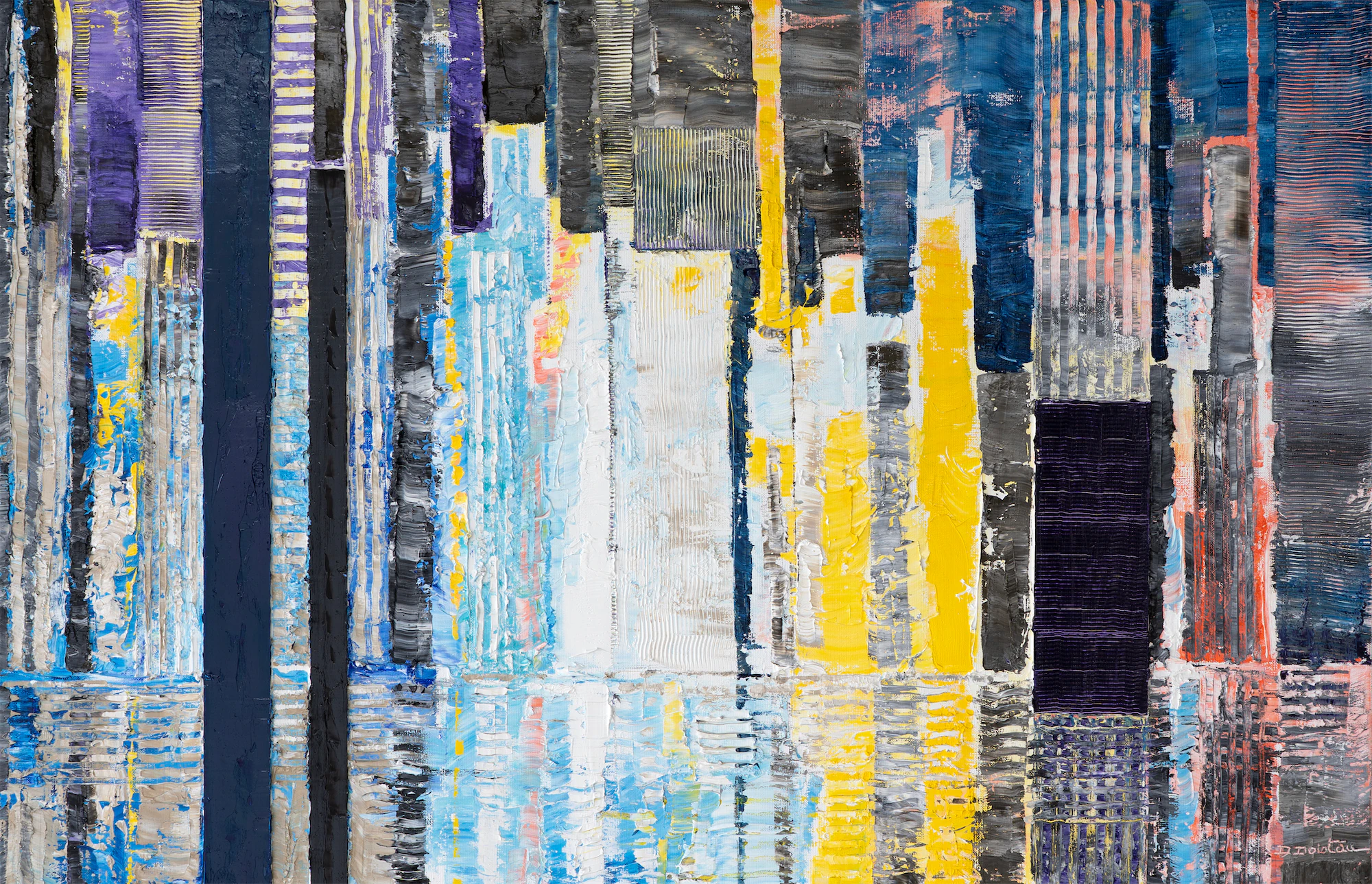 Tableau à l'huile et collage par l'artiste Denis Doistau