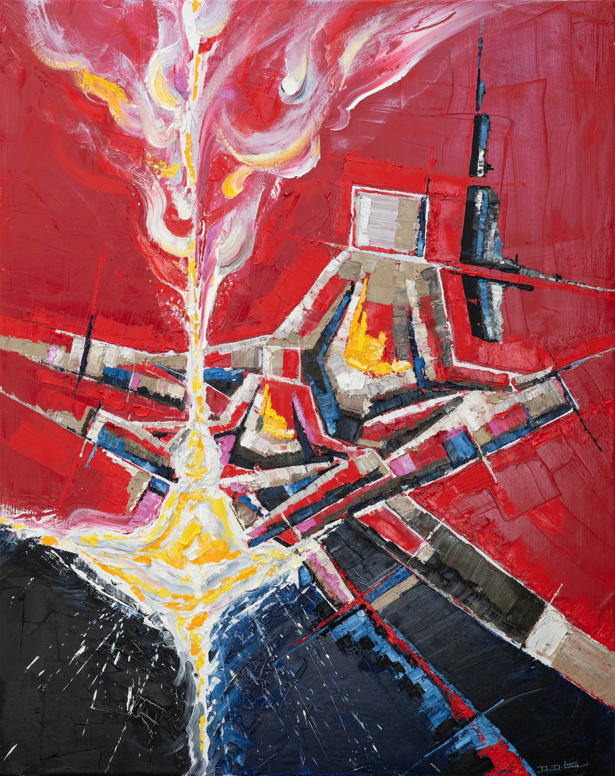 L’Homme lumière œuvre de l'artiste Denis Doistau Huile, 92 x 73 cm